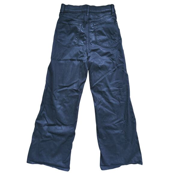 Joe’s Jeans Mia Petite High-Rise Coated Wide-Leg Jeans Size 27 Black Edgy Luxury - Picture 3 of 6